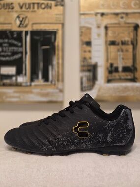NWT Charly Hotcross 2.0 Black Soccer Cleats with Gold Mens 12